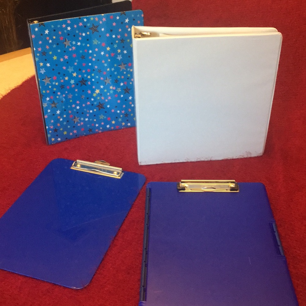 Office binders and clipboards